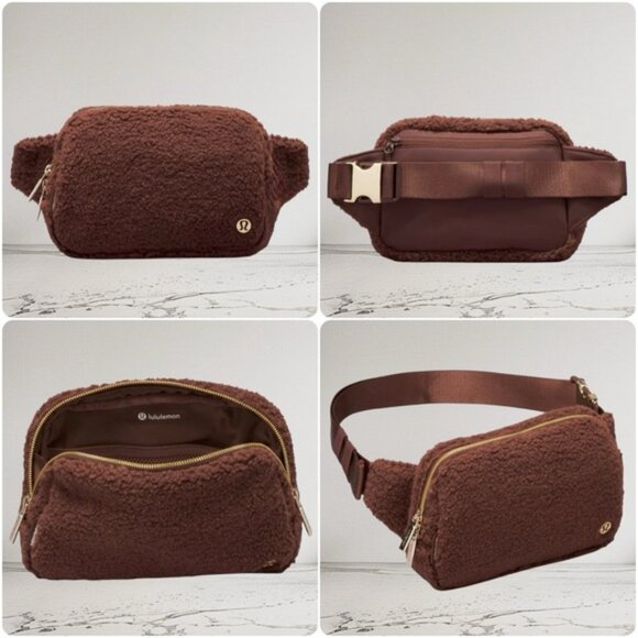 RARE! NEW Lululemon Everywhere Belt Bag *FLEECE Large 2L - Brown Earth/Gold - Picture 8 of 10